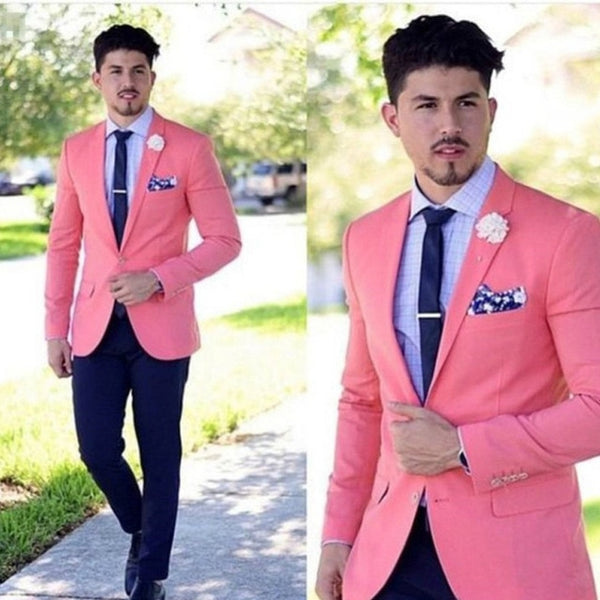 (UPDATE TITLE) 2019 Classic Design Navy Blue Men Dinner Prom Suits Groom Tuxedos Groomsmen Wedding Suits (Jacket+Pants+Tie+Hankerchief) NO:223