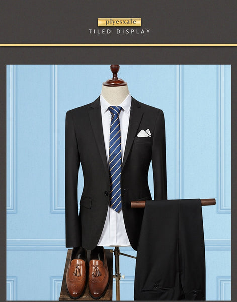 (UPDATE TITLE) Mens Suit 2019 Slim Fit Men Wedding Coat Pants Formal Wear Luxury Purple Suits For Men Blue Black Gray Red Q320