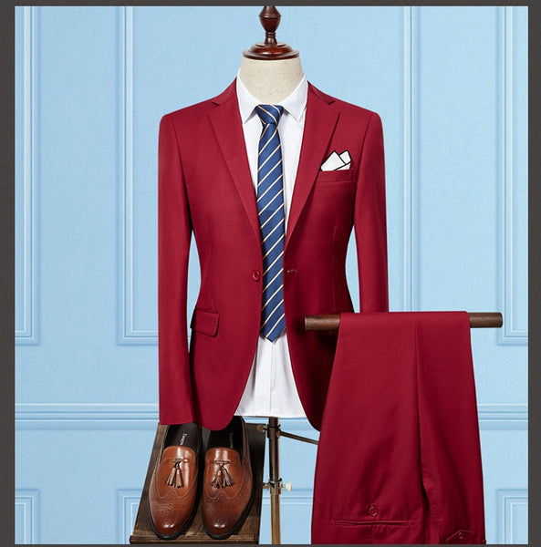 (UPDATE TITLE) Mens Suit 2019 Slim Fit Men Wedding Coat Pants Formal Wear Luxury Purple Suits For Men Blue Black Gray Red Q320