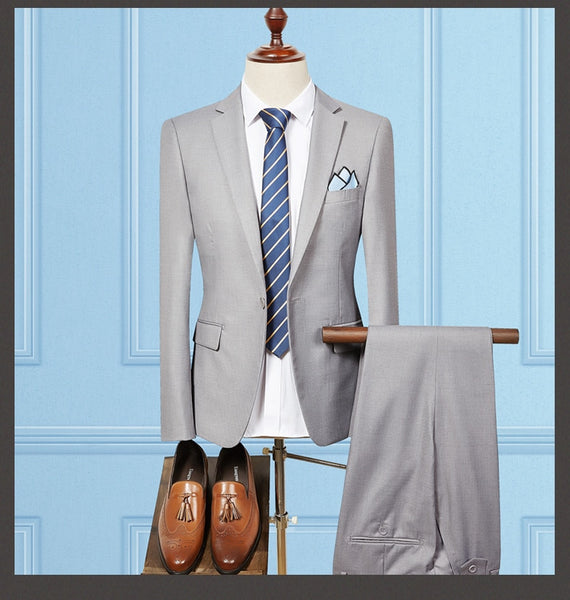 (UPDATE TITLE) Mens Suit 2019 Slim Fit Men Wedding Coat Pants Formal Wear Luxury Purple Suits For Men Blue Black Gray Red Q320
