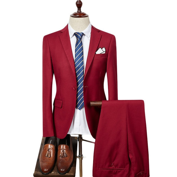 (UPDATE TITLE) Mens Suit 2019 Slim Fit Men Wedding Coat Pants Formal Wear Luxury Purple Suits For Men Blue Black Gray Red Q320