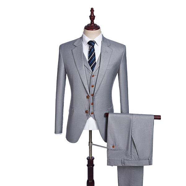 Light Grey Single Breasted Notch Lapel Tuxedo Package (Jacket, Pants, Vest)