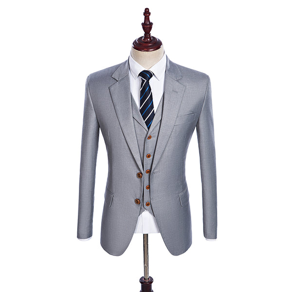 Light Grey Single Breasted Notch Lapel Tuxedo Package (Jacket, Pants, Vest)